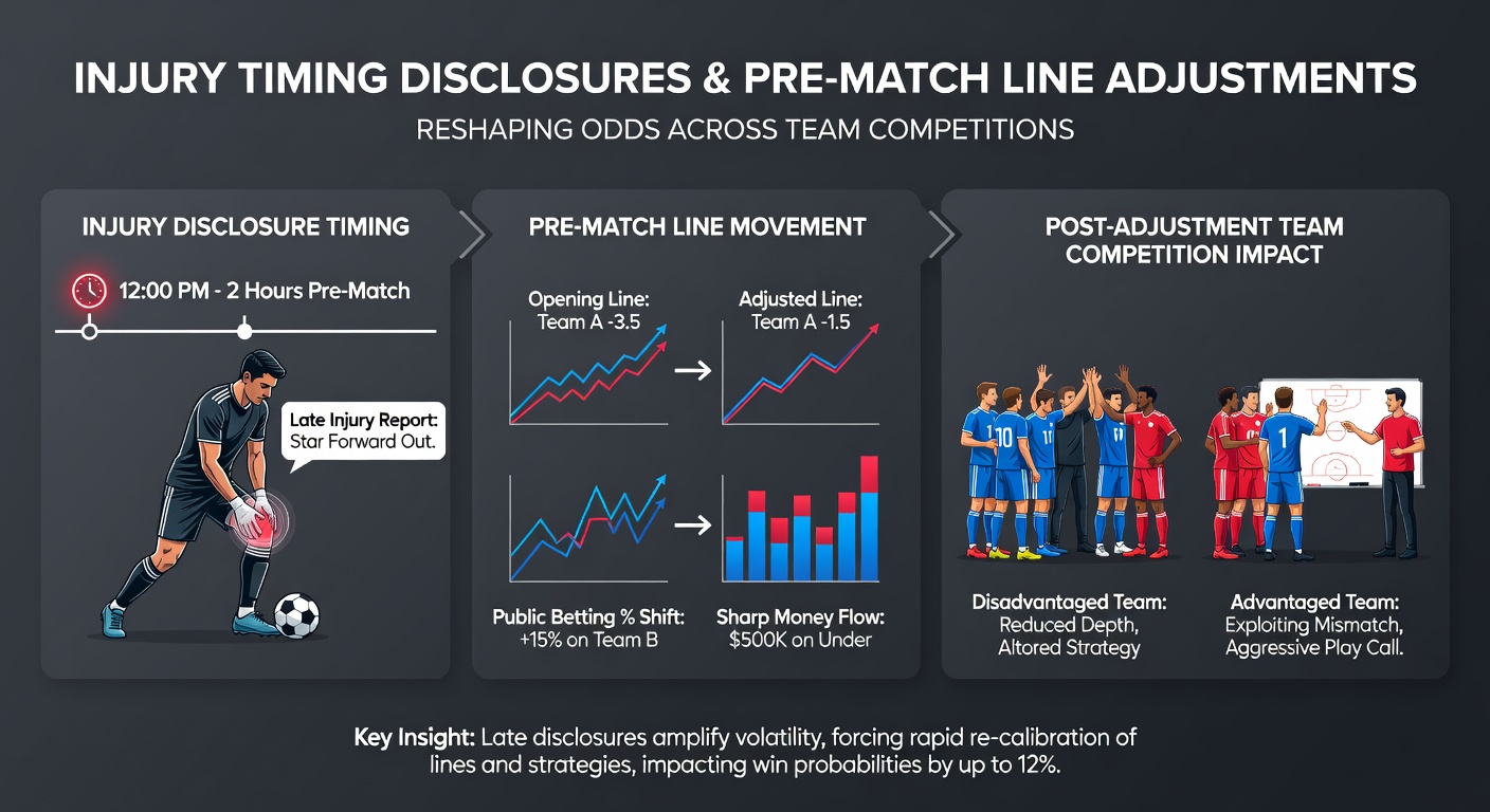 Sports analysts reviewing injury reports and line movements on digital dashboards before a major team competition