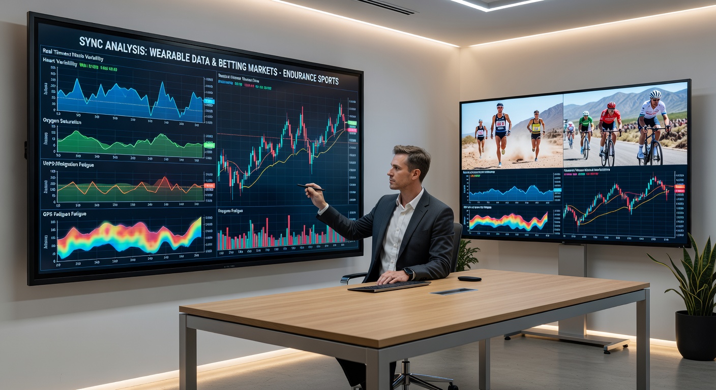 Graph showing correlation between athlete biometric data spikes and corresponding shifts in live betting odds during an endurance competition