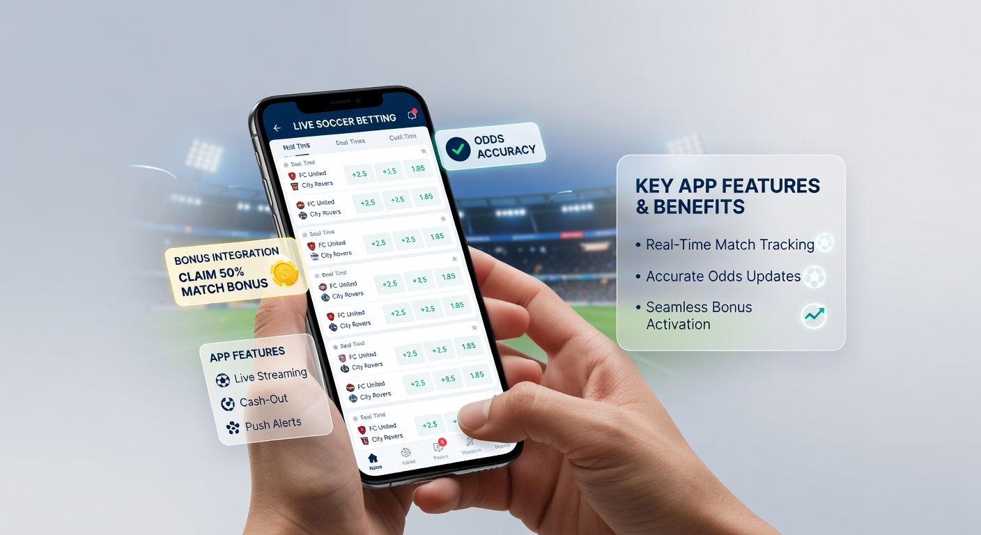 Close-up of mobile betting app displaying real-time odds fluctuations during a live soccer game with bonus offer popup
