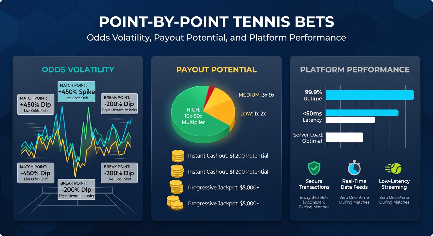Screenshot of a betting platform displaying live point-by-point odds during an intense tennis rally, highlighting payout multipliers