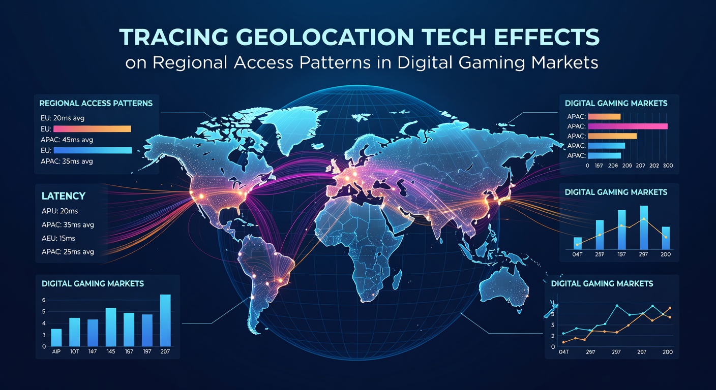 Map overlay showing geolocation restrictions on digital game servers and player access zones worldwide