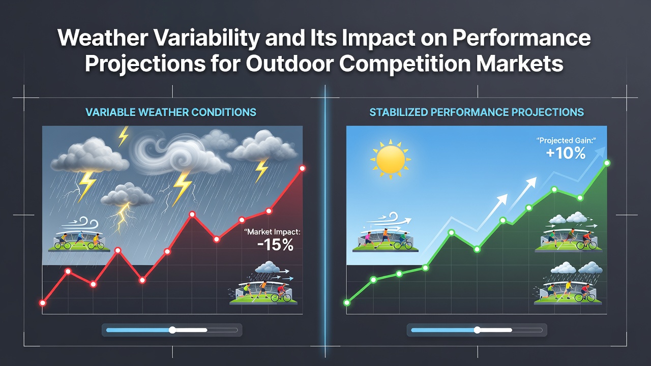 Athletes competing in variable weather conditions during an outdoor event